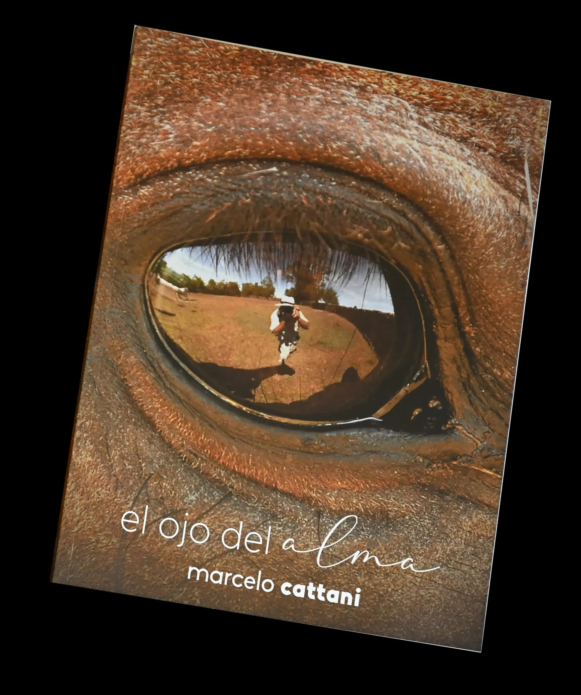Tapa del libro El Ojo del Alma: el ojo de un caballo refleja un paisaje de campo